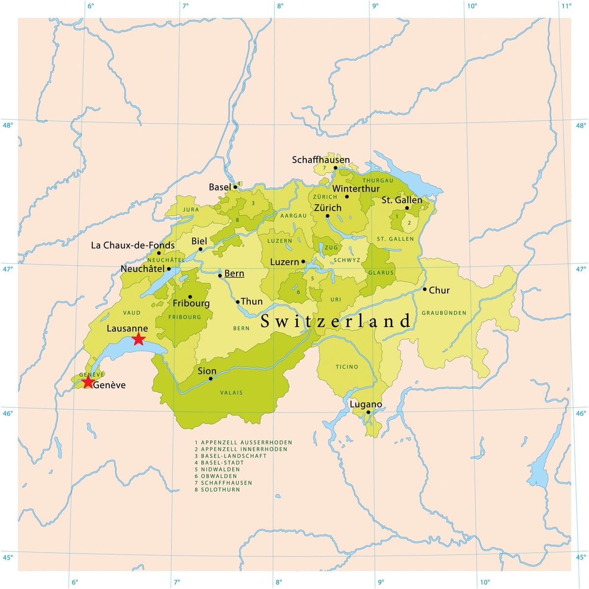 नक्शे की झील जिनेवा स्विट्जरलैंड