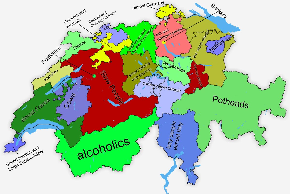 मानचित्र स्विट्जरलैंड के केंटन