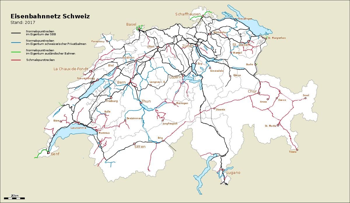 मानचित्र स्विट्जरलैंड के बंदरगाहों