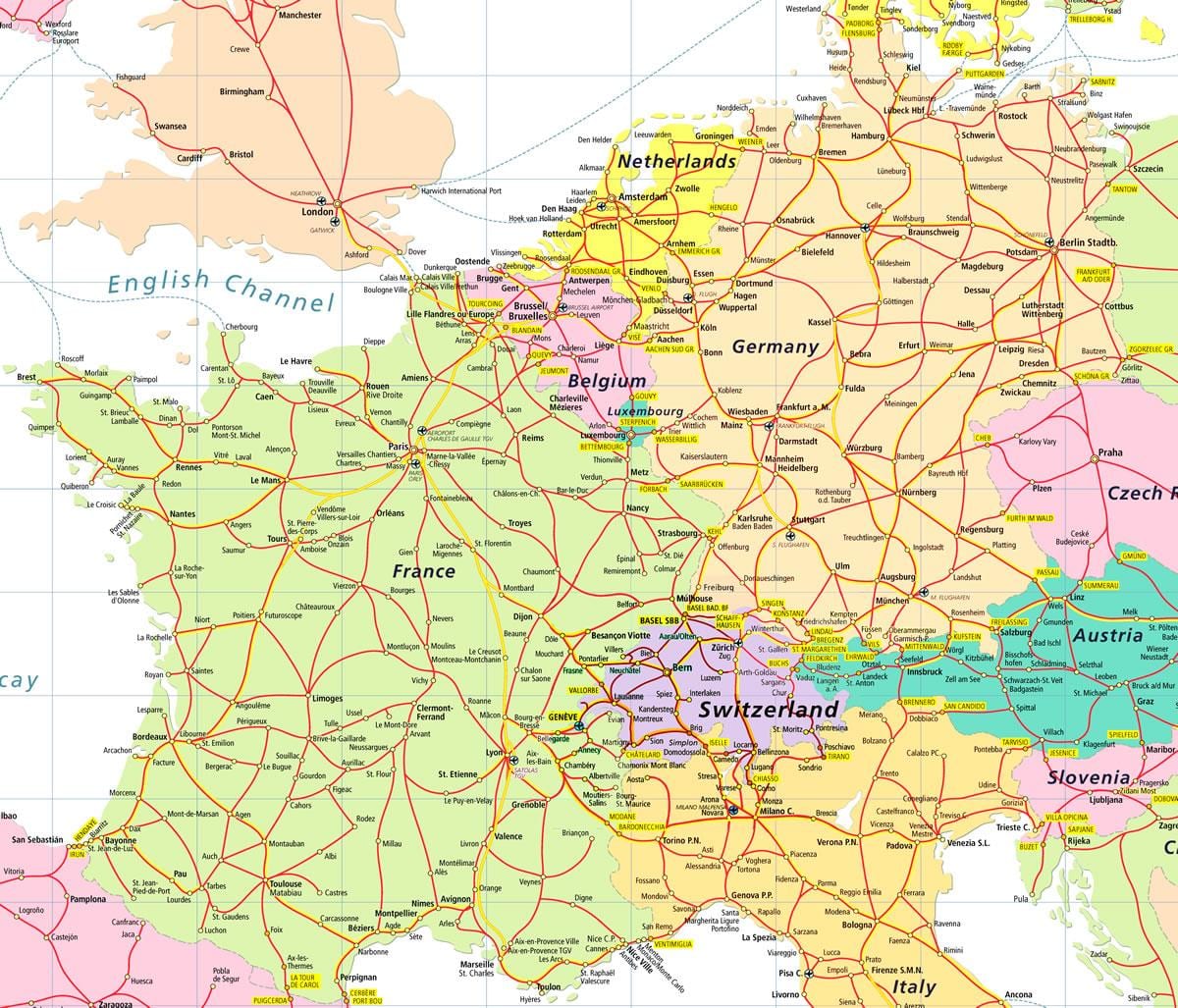 नक्शे के eurail नक्शा स्विट्जरलैंड