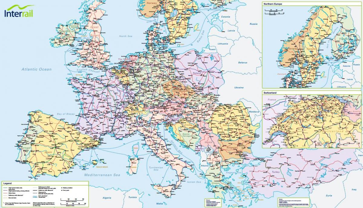 नक्शे के interrail स्विट्जरलैंड 