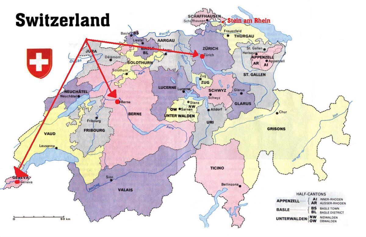 जिनेवा स्विट्जरलैंड के नक्शे यूरोप