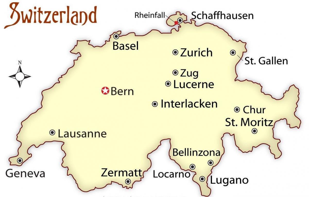 ज्यूरिख स्विट्जरलैंड के नक्शे पर