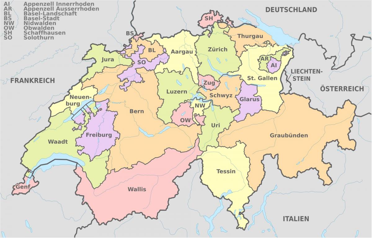 बेसल मानचित्र स्विट्जरलैंड के