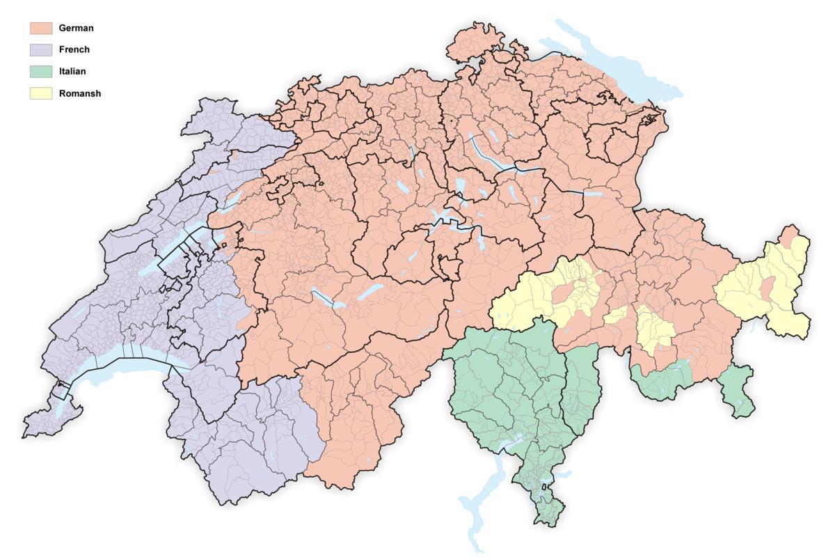 के मानचित्र स्विट्जरलैंड भाषा