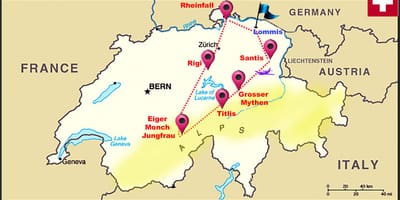 स्विस आल्प्स के मानचित्र स्विट्जरलैंड