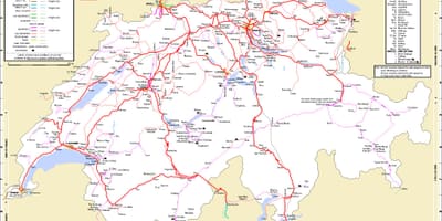 ट्रेन में यात्रा के मानचित्र स्विट्जरलैंड