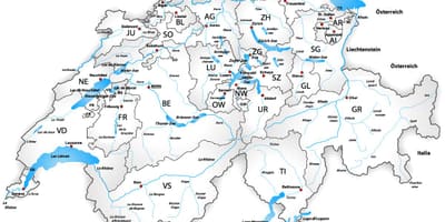 स्विट्जरलैंड नदियों का नक्शा