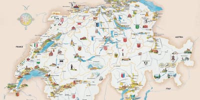 पर्यटकों के आकर्षण में स्विट्जरलैंड के नक्शे