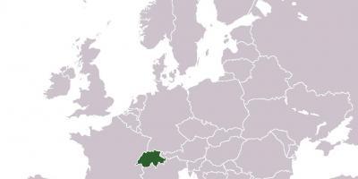 स्विट्जरलैंड स्थान में यूरोप का नक्शा